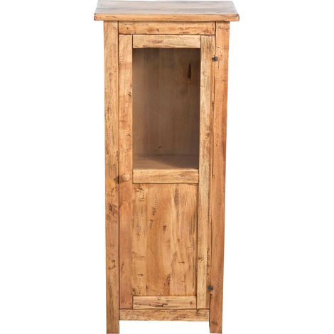 Country-style solid lime wood, natural finish display case. Made in Italy