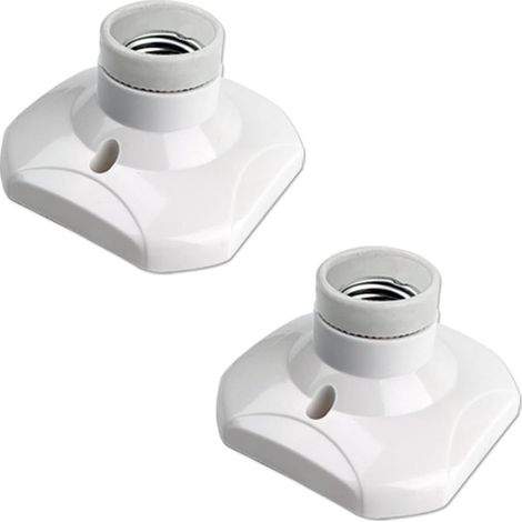 Douille de plafonnier E27 à vis – Support pour ampoule LED – Tension 230V – Matériau céramique et plastique ignifuge – Lot de 2 (1/5)