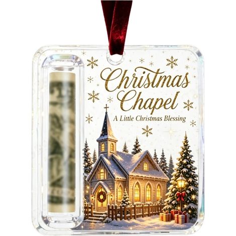 Porte-monnaie de Noël en acrylique à motif Père Noël, étiquette suspendue, décoration transparente pour sapin de Noël (1/5)