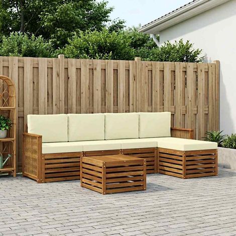 vidaXL Set di divani da esterno con cuscino 6 pcs Naturale e (1/4)