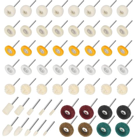 58 pièces roue polissage feutre laine pour Dremel perceuse 3 mm (1/5)