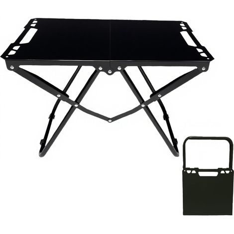 Piccolo tavolo pieghevole portatile in acciaio al carbonio per pranzo o viaggio, con elevata capacità di carico, adatto come tavolo da giardino, per picnic e barbecue, include borsa per il trasporto ( (1/5)