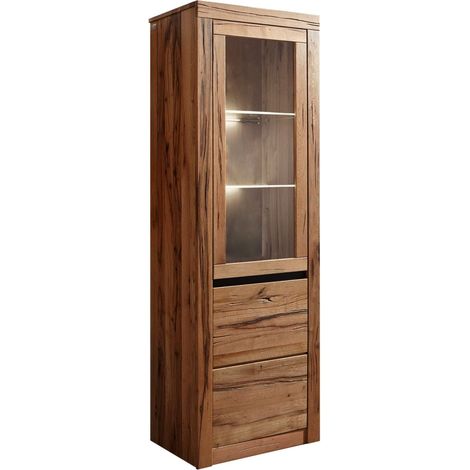Vitrine Wild-/Zerreiche 62x42x191 natur geölt MONTREUX 120
