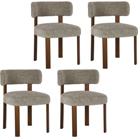COLAMY Lot de 4 Chaises de Salle à Manger en Bois Massif, Design Épuré et Chaleureux, Dossier Arrondi Épousant la Courbe du Dos, Confort Optimal, Coloris marron