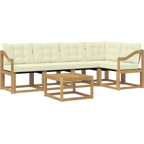 Outdoor Sofa Set with Cushion 6 pcs White and Cream vidaXL
