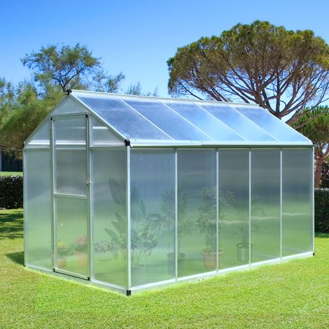 Serre de Jardin 3 x 2 m Aluminium Polycarbonate 5,5 m² Fondation Lucarne Porte loquet