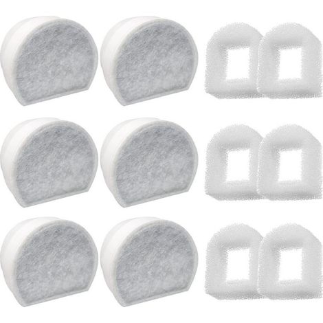Lot de 12 Préfiltres en Mousse et Filtre à Carbone Compatible avec PetSafe Drinkwell Fountain INOX 360 Avalon Pagoda Seascape et Sedona Fontaines, Filtre pour Fontaine à Eau Chat Chien (1/5)