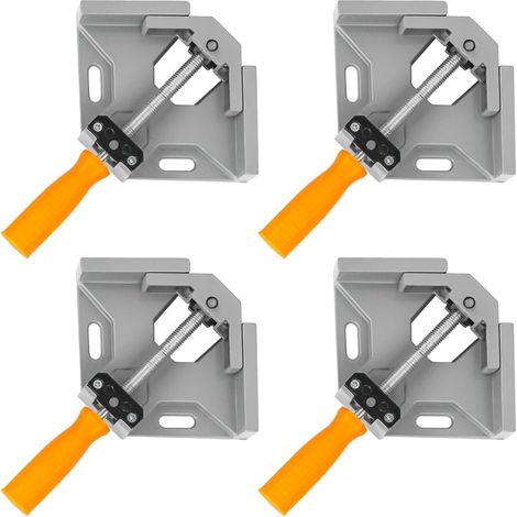 Juego de 4 abrazaderas de carpintería de 90 grados, abrazaderas angulares, abrazaderas de mordaza giratoria ajustable, herramientas para trabajar la madera, herramientas manuales, abrazaderas angulare (1/4)