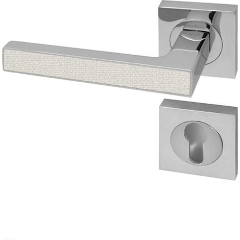 Poignée de porte d'intérieur Premium chrome aspect Textile perle à cylindre (1/3)