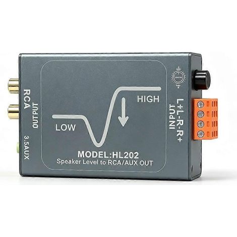 Convertisseur d'isolation passif niveau haut-parleur vers RCA AUX 3,5 mm, atténuateur 20 Hz - 20 kHz, sortie auxiliaire niveau amplificateur de puissance RCA (1/5)