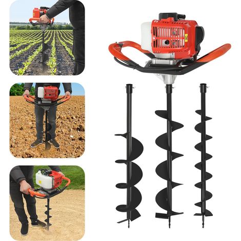 Petrol Post Hole Borer 52CC Fence Earth Auger Digger + 3 Drill Bits & 12" Extension (1/5)