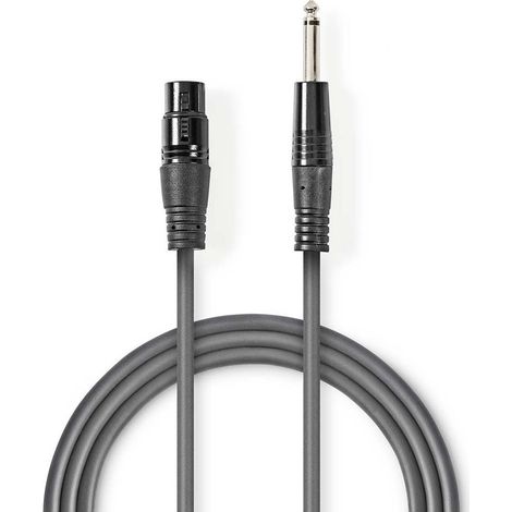 Cable de audio no balanceado xlr hembra de 3 pines macho de 635 mm niquelado 500 metros redondo pvc gris oscuro funda de carton