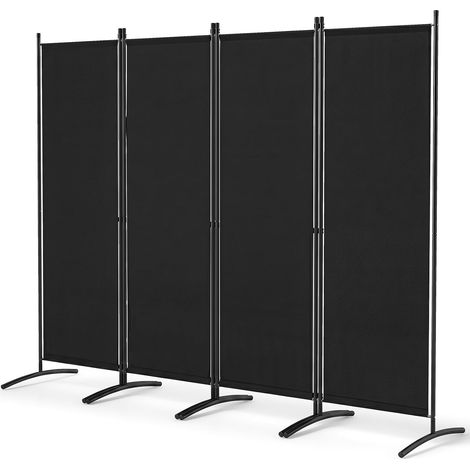 COSTWAY Paravent Intérieur Pliable,Cloison de Séparation avec Charnières Résistantes en Acier, Ecran d’Intimité pour Maison, Bureau, Salle de Bain (220 x 173cm, Noir) (1/5)