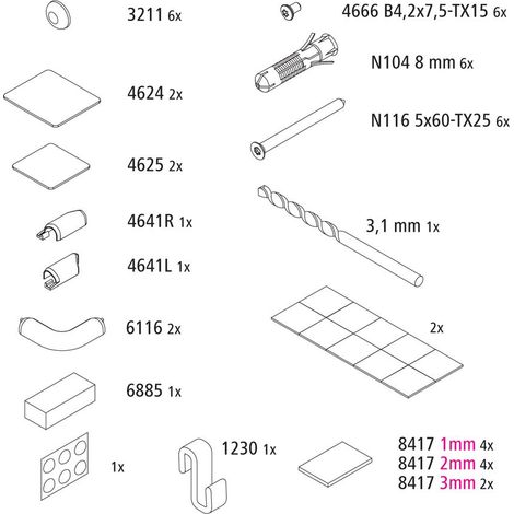 Kermi EBLI035 Set Montagekleinteile