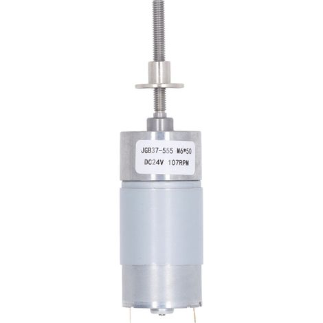 Moteur à courant continu 24V avec réducteur à vis sans fin autobloquant, couple élevé, 107 tr/min, bride M6x50mm, boîtier en métal, réversible (1/5)