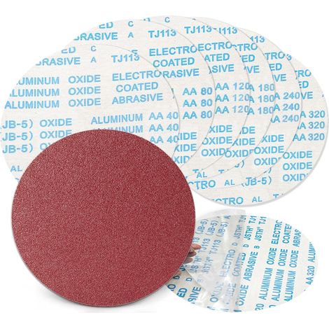 18 Pièces Disque de Ponçage 250 mm. 10 inch Disques abrasifs,Toile abrasive autocollante (PSA) Grain 3 X 40/80/120/180/240/320 pour ponceuse stationnaire à bande et à disque (1/5)