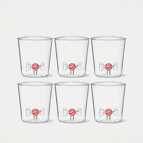 Lot de 6 verres en verre décorés artisanaux Candy (1/2)