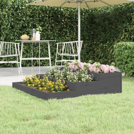 Bac à fleurs,Jardinière Gris 107x107x27 cm Bois massif de pin -41752 (1/5)