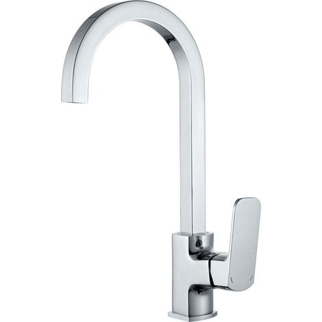 Mitigeur d'évier Robinet cuisine bec haut laiton chrome (1/3)