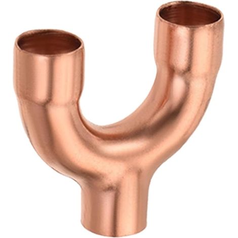Raccord de tuyau en cuivre de type Y - Connecteur de soudure à 3 voies - Joint de connexion fendu pour tuyauterie d'eau, système de pompe à chaleur (22 x 22 x 22 mm) (1/5)