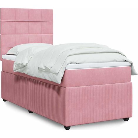 Sommier à lattes de lit avec matelas Rose 90x190 cm Velours (1/5)