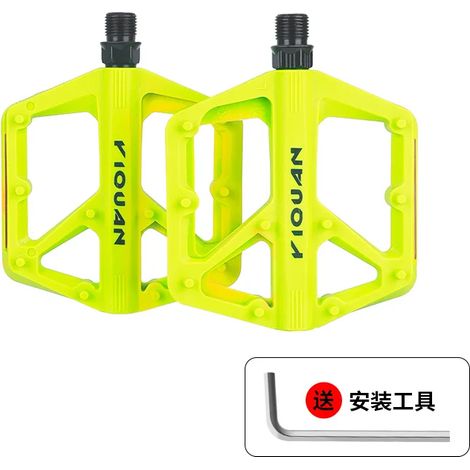 Pédales de vélo en nylon à roulements, 9/16", antidérapantes, plates et légères, pour BMX, vélo de route, VTT et vélo électrique. (1/5)
