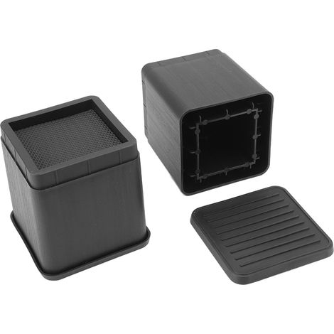 Set aus 4 stapelbaren Möbel- und Bettfüßen mit rutschfesten Gummifüßen. Erhöht Sofas, Betten und Stühle. (1/5)