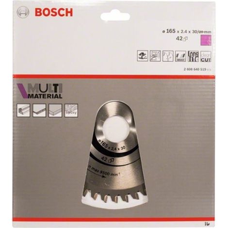 BOSCH DISCO SIERRA MULTIMATERIAL Diámetro disco x eje (mm) 165x30 Número de dientes 42