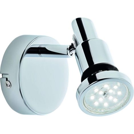 Spot LED, spot mural, lampe de salle de bain, IP44, spot orientable et inclinable, 1x GU10, 4 Watt, 400 Lumen, 3.000 Kelvin, chrome, 80x106mm (DxH) (1/5)