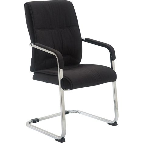 Sedia visitatore XXL senza ruote comoda e di design in tessuto nero BUR10694