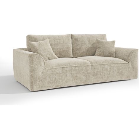 Canapé 3 places en velours texturé beige foncé PURE (1/5)