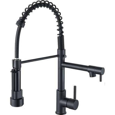 (8100B-G9/16) Robinet de cuisine avec douchette extractible, bec haut, poignée unique et ressort pour évier de cuisine (1/5)