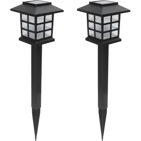 Lot de 2 lampes solaires LED étanches pour jardin, en forme de petite maison, pour allée, lumière blanche (1/5)