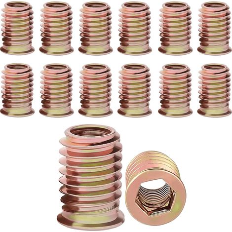 Insert Fileté Bois M8 Insert Fileté M8 x 15mm écrous à Visser 30 Pièces Galvanisés écrou Hexagonal Fileté pour Meubles en Bois (1/5)