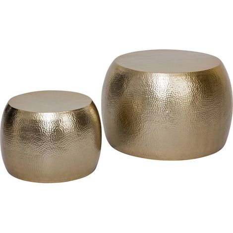 Set di 2 tavolini issam in metallo dorato d70 50cm - Atmosphera créateur d'intérieur (1/3)