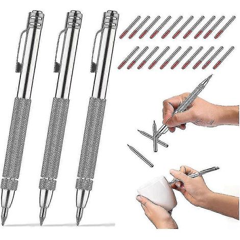 Lot de 3 outils de traçage magnétiques, traceur en carbure de tungstène avec 20 pointes de rechange, pour verre. (1/5)