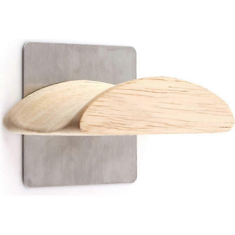 Support de casque auto-adhésif avec barres de support solides et plateau flexible en bois de hêtre, compatible avec toutes les tailles de casque. (1/5)