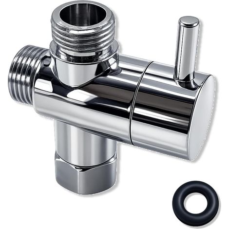 Vanne de Dérivation Commutateur, Inverseur Douche avec Entrée Mâle et Double Sortie, Raccord Douche pour Double Douche et Pommeau de Douche Double, avec Entrée Mâle G1/2 et Sortie G1/2 (1/5)
