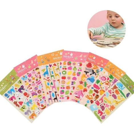 5pcs Gommettes Enfants 3D Stickers Mignon DIY Décoration Autocollants Animaux Recompense comme Votre Cadeau d\'anniversaire d\'enfan (1/3)