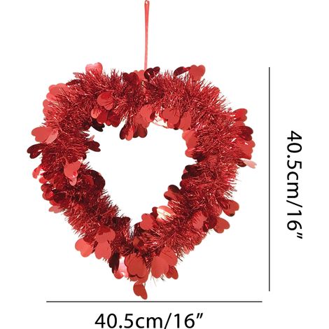 Herzförmiger Krappkranz zur Valentinstagsdekoration, Fenster-, Wand- und Türbehang, dekorative Hochzeitsaccessoires (1/5)