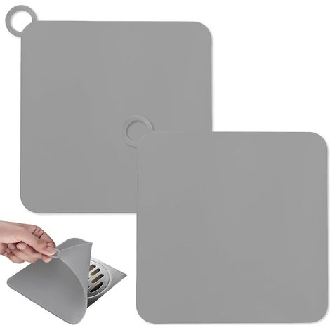 Tapones de ducha de silicona de 2 piezas, antiolor, válvula impermeable para lavabo, bañera y desagüe, 1515 cm (1/5)