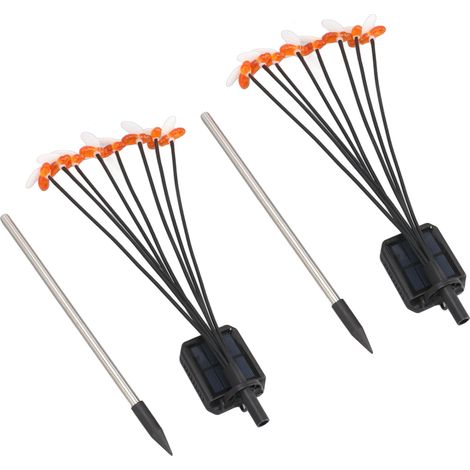 Set mit 2 Solar-Bienen-Gartenleuchten, IP65 wasserdicht, 8 LEDs, dekorativ und solarbetrieben, für Terrasse, Garten oder Rasen. (1/5)
