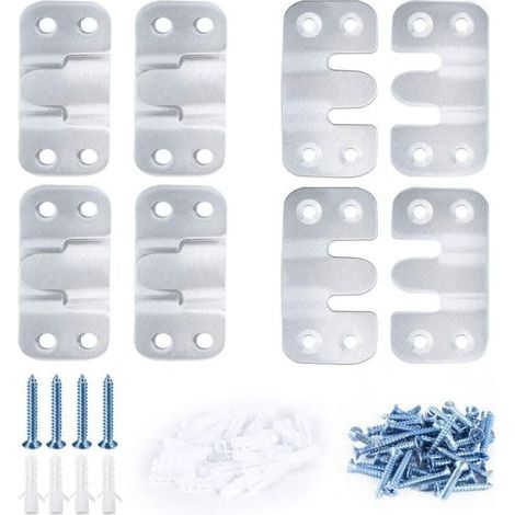 12 staffe di montaggio a incasso color argento, ganci in acciaio inossidabile per cornici e specchi (1/4)