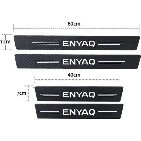 (4 pièces) Autocollants anti-rayures en fibre de carbone pour seuils de porte et protections de coffre arrière, compatibles avec les accessoires Skoda ENYAQ. (1/4)
