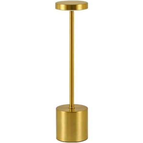 Lampe De Table sans Fil Rechargeable USB Tactile Dimmable 3 Couleurs Veilleuse LED en Métal Lampes De Bureau D'intérieur for Table À Manger Restaurant Bar Chambre Salle De Bain(or) (1/5)