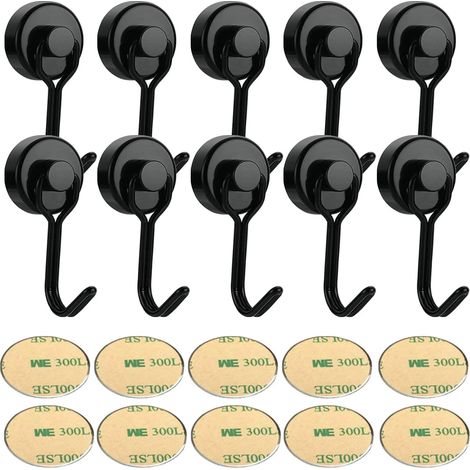 Crochet Magnétique - Aimant Néodyme 20 mm - Rotation 360° et Balancement 180° - Pour Cuisine Réfrigérateur Bureau Extérieur - Lot de 10 (1/5)