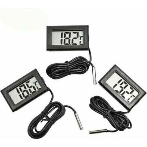 LaBlanc Mini Digital LCD Thermomètre Température avec Sonde de Température Capteur Testeur pour Réfrigérateur Congélateurs Aquarium (3X Noir) (1/5)