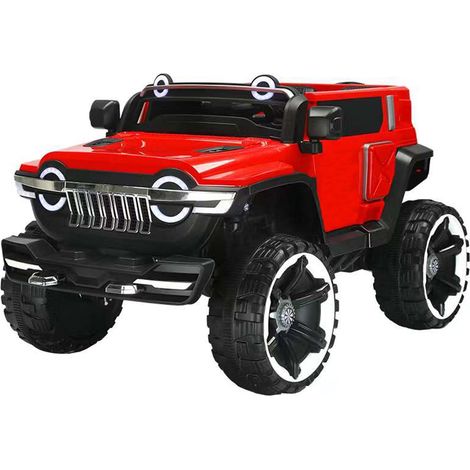 AUTO ELETTRICA PER BAMBINI MACCHINA JEEP 2 POSTI 4WD 12V CON TELECOMANDO USB MP3 ROSSO (1/5)