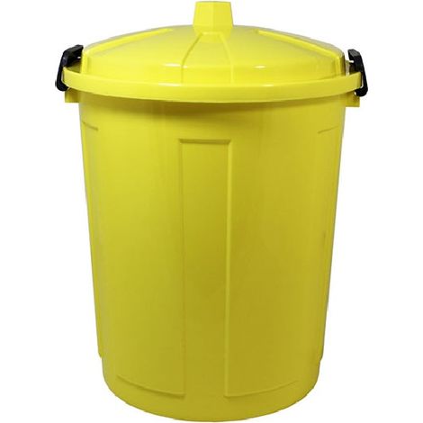 Bidone multiuso con coperchio a chiusura giallo per raccolta differenziata antiodori antirandagismo preservare pattumiera casa giardino terrazzo (1/4)