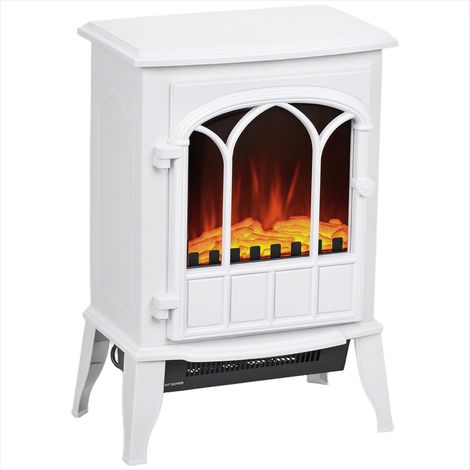 Cheminée électrique Blanc décorative sur pied avec effet flamme (1/5)